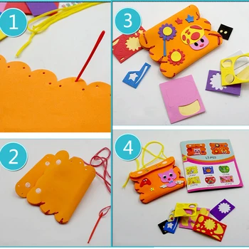 Kinderen Speelgoed voor Kinderen DOE-Handgemaakte Ambachtelijke Kits Naai Uw Eigen Portemonnees Kleurrijke EVA-Schuim Naaien van Tassen 3D Gem Crystal Decoratie Stickers