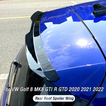 Auto achterspoiler Vleugel Voor VW Golf 8 MK8 GTI-R GTD 2020 2021 2022 Hoogglans Zwarte Staart Dak Rooster Wing ABS-Tuning Accessoires