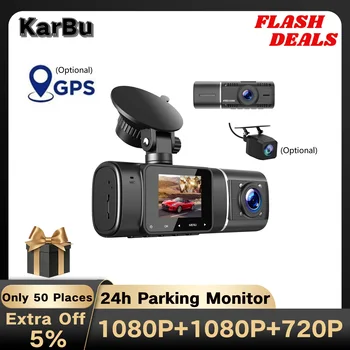 Dash Cam voor Auto Camera met 1080P HD-GPS Dashcam 24 uur Parkeren Monitor Dvr Para Coche voor En Achter 3 Dvr ' s Mini video registrator