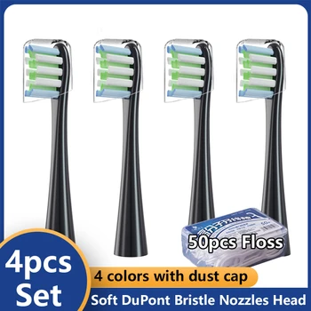 4 stuks Vervangende borstelkoppen voor Clean X/ X PRO/ Z1/ F1/ Men/ Air 2 /SE Sonic Elektrische Tandenborstel Soft DuPont Wemelt het Pijpen