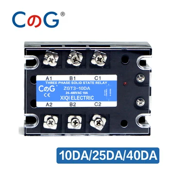 CG-3-Fase 10A 25A 40A DA 60A 80A 100A 150 200A Drie stadia van de SSR 3-32V DC-regeling 24-480 V AC Solid State Relais SSR AC in Drie DC-AC