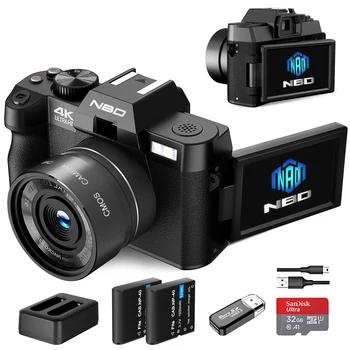 G-Anica Macro Lens 4K Digitale Camera Flip-Scherm Selfie Camcorder 48MP Youtube WIFI-Webcam Vintage Video Recorder 16X Wide Angle