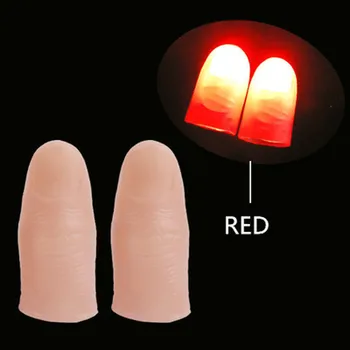 1 Paar Creatieve Magie Makers Rood Licht Boven de Duim-Tips Met Rode LED Magic Duim Tip Licht Illusie Standaard Zachte Grootte van 2 Pc ' s Rekwisieten