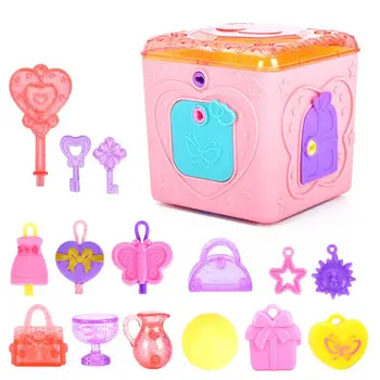 Toets Sieraden schatkist Plastic Sieraden Blindbox 6-in-1 Met Lock-Toets Ontgrendelen Puzzel Speelgoed Prinses Meisje Sieraden Doos