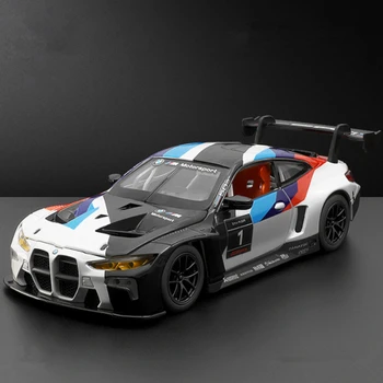 1:24 BMW M4 GT3 Alloy Auto Model Diecasts Metalen Speelgoed Race Auto Model Simulatie Licht en Geluid Collectie Kinder Cadeau