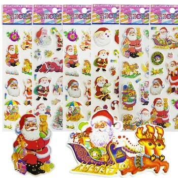 6Sheets Verschillende 3D Santa Claus Gezwollen Cartoon Stickers Scrapbooking DIY-Tijdschrift Briefpapier Sticker Kerst Decoratieve Geschenken