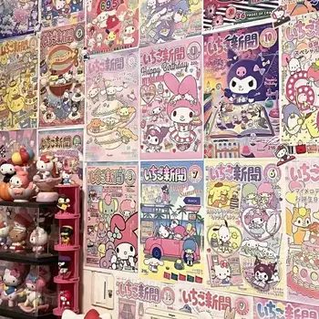 Sanrio Poster Muur Sticker Hello Kitty Achtergrond Muur Behang Van De Muur Zelfklevende Sticker Meisje Hart Cartoon Sticker