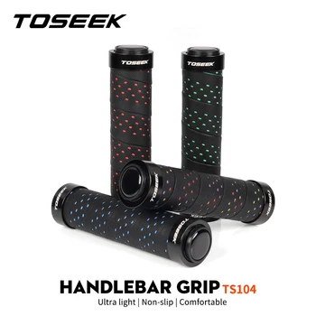 TOSEEK TS104 Fiets Handvatten PU-Tape Cover Grip anti-slip Aluminium Dubbele Vergrendeling Fiets Handvatten MTB Manchetten mountainbike Grips