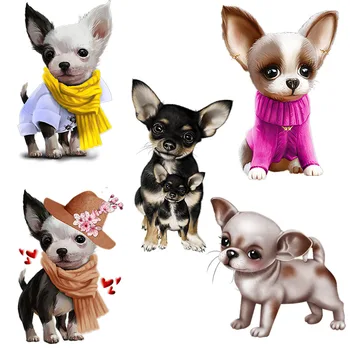 Drie Ratels QD121 Schattige Chihuahua zelfklevende hond muursticker home decoratieve wc-Sticker