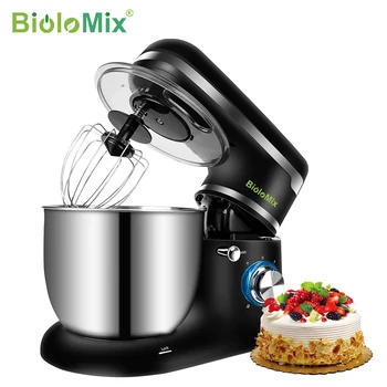 BioloMix Stand Mixer Kom van Roestvrij Staal 6-speed Keuken Food Blender Crème Ei Klop Taart Deeg Kneder broodbakmachine