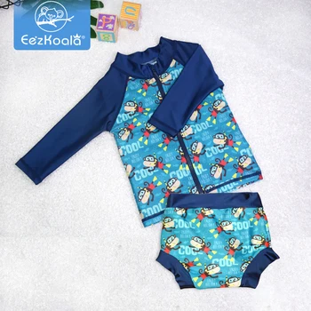 Eezkoala Baby Badpak, UV 50-Bestendig en Lange Mouwen met Rits Baby Zwemkleding Rash Vest voor Peuter Zwemmen Kostuum voor Kinderen