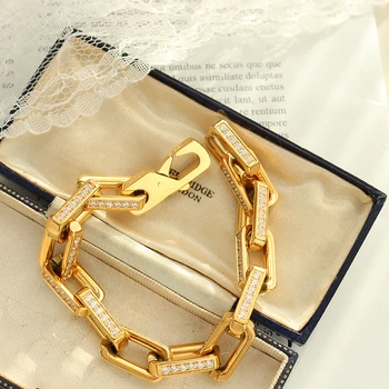 Marka Om Zirkoon Armband Voor Vrouwen Dames Roestvrij Staal Premium Sieraden Luxe Gouden Ketting, Armband Partij Cadeau Gratis Verzending