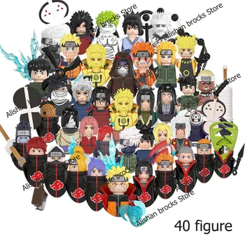 WM6105 Naruto Sasuke Sakura, Kakashi Jiraiya Tsunade anime poppen Mini Actie speelgoedfiguren cartoon Monteren blokken kind Birthdaygift