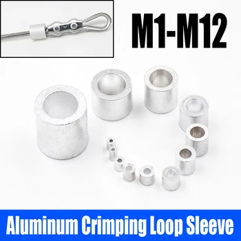 1-50ST M1-Ronde M12 Aluminium Krimpen Loop Mouw van staaldraad Kap een Gat Klem Kabel-Touw Bevestiging Clip Hardware
