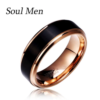 Klassieke Bruiloft Wolfraam Ringen Verjaardag Voor Koppels Unisex Dating Rose Goud En Zwarte Ring Accessoires Voor Mannen 8mm/6mm/4