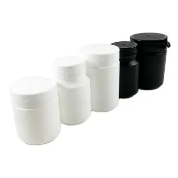 30 x 100 ml 150 ml 200 ml Witte Plastic Zwart Medische Pil Flessen voor Geneeskunde Capsules Verpakking Container met Verzegeling