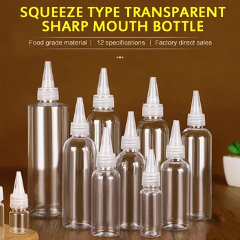 5-250ML Transparante Scherpe mond Fles Leeg PE Plastic Flessen Herbruikbare Afbreekbaar Bestendig Knijp Transparante Fles