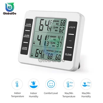 Intelligente Draadloze Transmissie Thermometer de Wekker Thermometer Digitale Draadloze Sensor voor de Koelkast Vriezer Indoor Outdoor