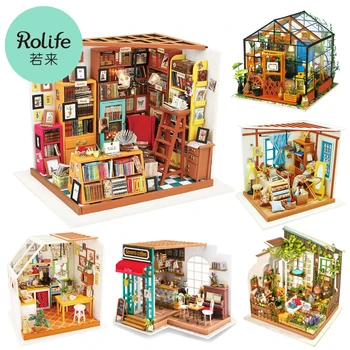 Robotime Rolife DIY Houten Miniatuur Poppenhuis Kas Handgemaakte Doll House Keuken Met Meubels Speelgoed Voor Kinderen Lady Cadeau
