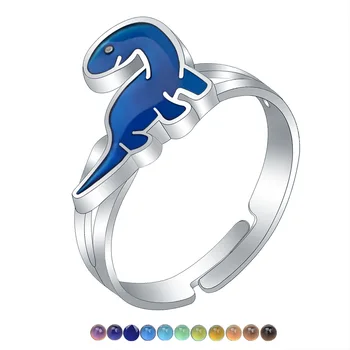 Fashion Dinosaurus Stemming Ring Temperatuur Gevoelig Van Kleur Veranderende Ring Voor Vrouwen Mannen Kinderen Met Schattige Dieren Dinosaurus Ring Sieraden