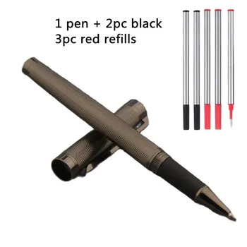 1Pc Rollerball Pen + 5st Vullingen Set Inkt Pen Bullet Tip 0,5 mm Pistool Grijze School Office Supplies Kantoorartikelen balpen