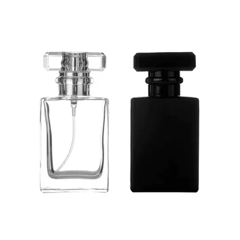 20/50st 30ml 50ml Parfum Glas Spray Fles, Vierkante Hervulbare Verstuiver Zwart Transparant Glas Cosmetische Fles