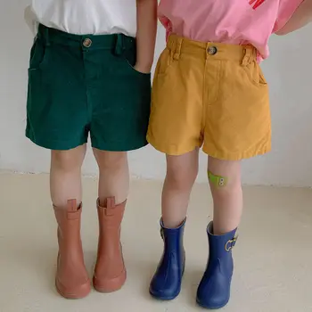 Zomer jongens en meisjes dunne corduroy 3 kleuren van shorts Kinderen unisex losse all-wedstrijd broek