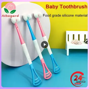 Creatief Baby Tandenborstel Kids 360 Graden Drie-zijdig Soft Tandenborstel Multifunctionele Tong Coating 3D Veiligheid Toothbrus