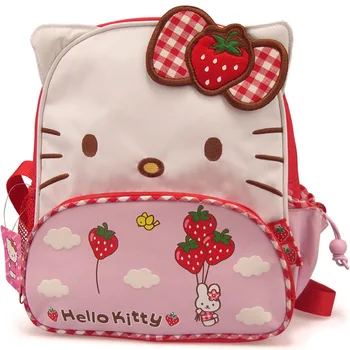Sanrio Hello Kitty Cute Cartoon Kleuterschool Schooltas Aardbei Boog Rugzak Verdikte Oxford Doek Meisje Kawaii Rugzak Cadeau