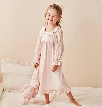 Kinderen Meisje Lolita Jurk Prinses Sleepshirts Vintage Kid Ruches Nightgowns.Hoofse Stijl Peuter Nachtkleding Lounge Nachtkleding