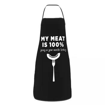 Mijn Vlees Is 100% Gaat In Je Mond Vandaag Grappige Keukenschorten voor Mannen, Vrouwen Unisex Volwassenen Chef-kok de Keuken te Koken Tablier Keuken Schilderen