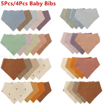 6Pcs/5/4 stuks Voeden Kwijlen Slabbetjes Katoen Pasgeboren drukknoop Zacht voor de Driehoek Handdoek Baby
