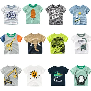 Jongens & Meisjes Cartoon T-shirts Kinderen Dinosaurus Print T-Shirt Voor Kinderen in de Zomer met Korte Mouwen T-shirt Katoenen Tops Kleding