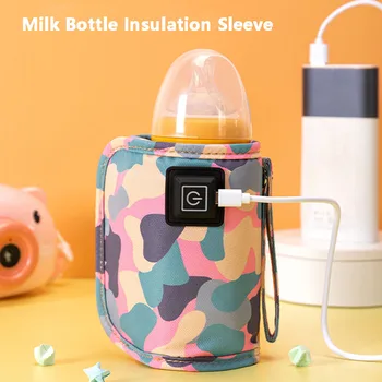 Baby Melk Warmer Kinderwagen Geïsoleerde Tas USB Digitale Display Baby Borstvoeding Fles Verwarmer Draagbare flessenwarmer Thermische Zak