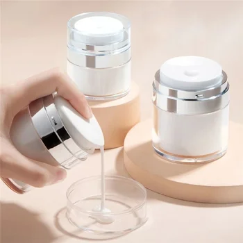 Leeg Airless Pomp Jar-Hervulbare Crèmes, Lotions, Gels Dispenser Cosmetische Pot Acryl Crème Blikjes Druk Crème Pot Vacuüm Fles