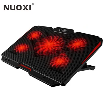 NUOXI Gaming-Laptop Koeler met 2 USB-Poorten en Vijf Grote Ventilator Laptop Cooling Pad LED-Backlit Notebook Stand Voor 12 en 17 inch