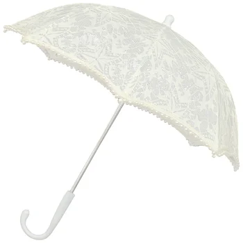 Paraplu Kant Parasol Bruiloft Vintage Bloem Kostuum Bruid Decoratie van de jaren 1920 Bruids-Wit Borduurwerk Thee Bloemen Zon