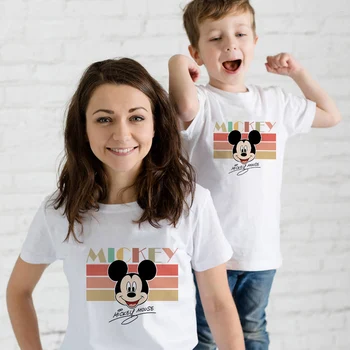Mickey Mouse Fashion trends, kinderkleding en Mama en Dochter Gelijk Disney-Familie Bijpassende T-shirts Baby Jongen Meisje Tops Dropship