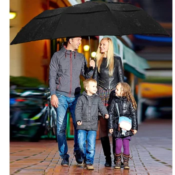Grote Paraplu Vouwen Vrouwen Mannen Double layer Regen Big Business Travel Paraplu Waterdichte Mannelijke Parasol voor Familie 125CM