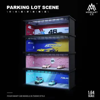 MoreArt 1:64 Diorama Verlichting display doos parkeerplaats Datsun Lepel PinkPig Falken