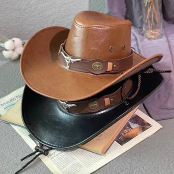 Heren cap hoeden voor mannen cowgirl hoed kunstleren cowboy hoed west-accessoires gentleman luxe vrouw jazz-gratis verzending nieuw