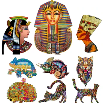 Prachtige Onregelmatige Vorm Dier Jigsaw Puzzels Mysterieuze Oude Egypte Puzzel Games Populair Cheetah Montessori Speelgoed DIY Tekening