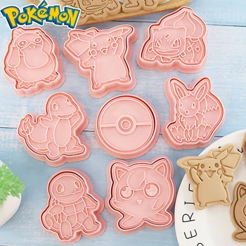 8st/set Pokemon Bakken Mal Set Pokeball Pikachu Psyduck Cookie Taart Decoreren Tools zelf 3D Handgemaakt
