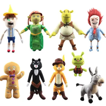 Anime Shrek Pluche Speelgoed Prinses Fiona Gingerbread Man Ezel, De Gelaarsde Kat Laarzen Collectible Zachte Pop Speelgoed Cartoon Pop Kids Cadeaus