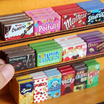 5pcs/set1/6 Schaal Miniatuur Poppenhuis Chocolade Snacks Mini Spelen Voedsel voor Barbies Blyth Keuken Speelgoed Accessoires