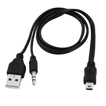 3.5 mm Aux-USB2.0 Mannelijke Mini 5 Pins USB Draagbare Luidspreker-Audio Kabel