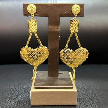 Dubai Gold Plated Oorbellen voor Vrouwen Mode-Sieraden Gouden Kleur Kwastje Ethiopisch-Afrikaanse Oorbellen voor Braziliaanse Bruiloften Sieraden