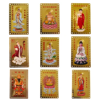 Collectie Tibetaanse Boeddhisme Prachtige Koperen Kaart Amulet Thangka Fortuin Kaart Boeddha Veilig En Goed Geluk Kaart Cadeau