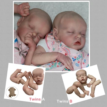 40CM Tweeling Reborn Doll Kits handgeschilderde Realistische Zachte Vinyl Onvoltooide Reborn Doll Parts Kit Bebé Herboren