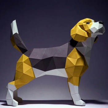 42cm Migru Rabbithound Beagle Hond Animal Model Prop 3D Creative Paper Craft Room Decor Decoratie van het Huis DIY met de Hand Gemaakt Speelgoed
